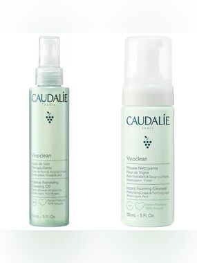 New Caudalie BUNDLE Vinoclean Instant Foaming Cleanser & Cleansing Oil